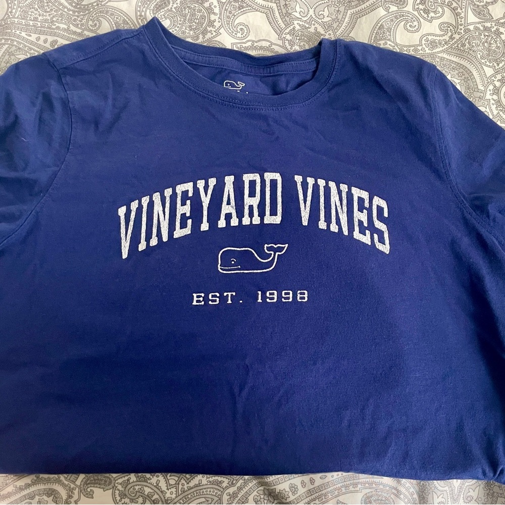 Vineyard Vines Woman Navy Tee with White Logo